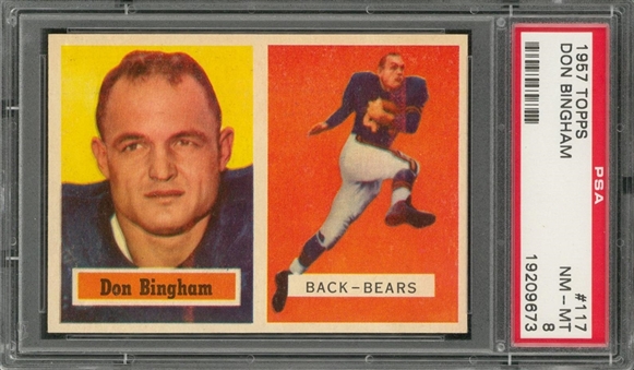 1957 Topps Football #117 Don Bingham – PSA NM-MT 8